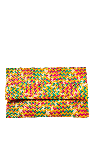 Multicolor Raffia Clutch