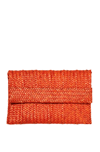 Orange Raffia Clutch